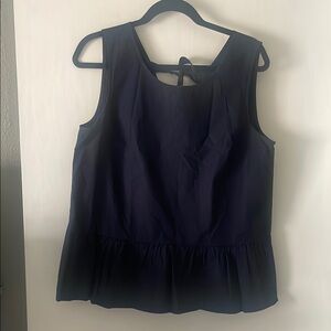J. Crew Navy Sleeveless Peplum poplin Tank Top